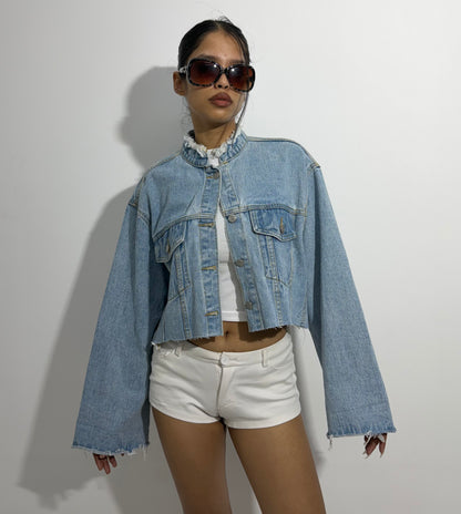 Women's Jacket cropped light-wash denim