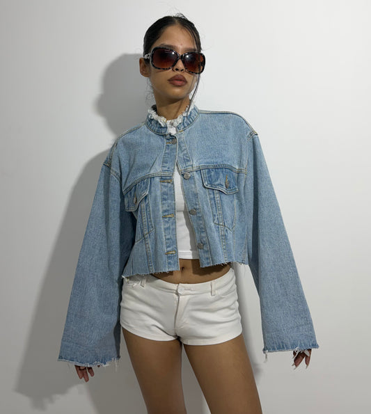 Women's Jacket cropped light-wash denim