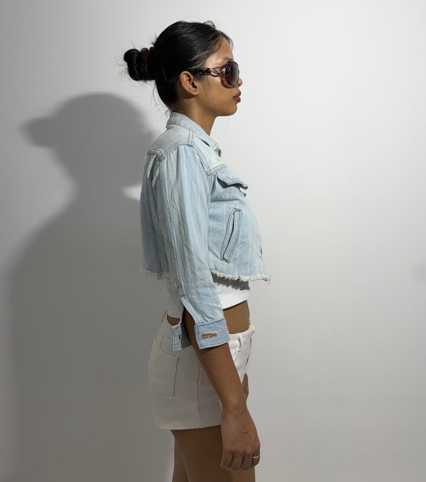 Women's Jacket  cropped light-wash denim