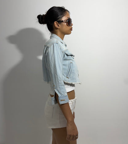 Women's Jacket  cropped light-wash denim