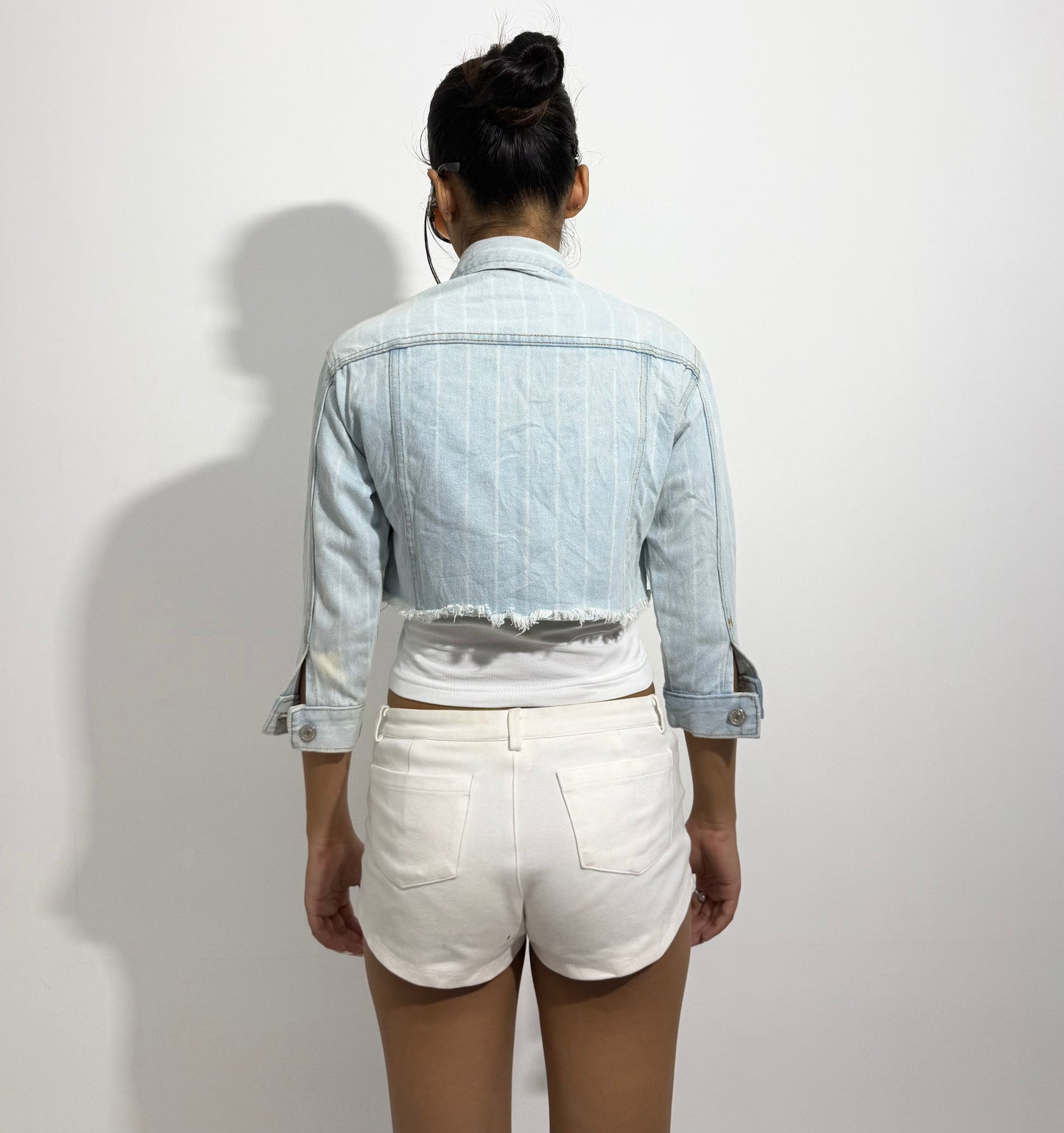 Women's Jacket  cropped light-wash denim