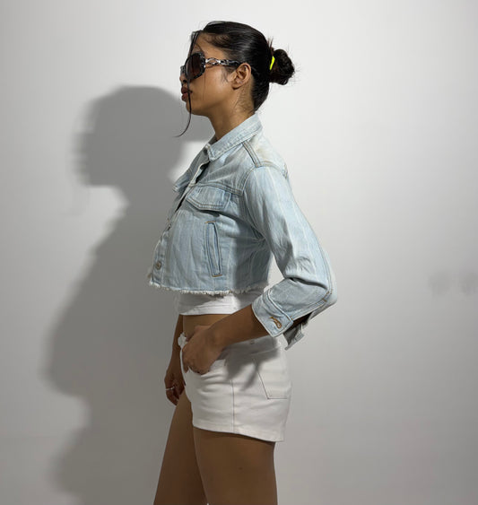 Women's Jacket  cropped light-wash denim