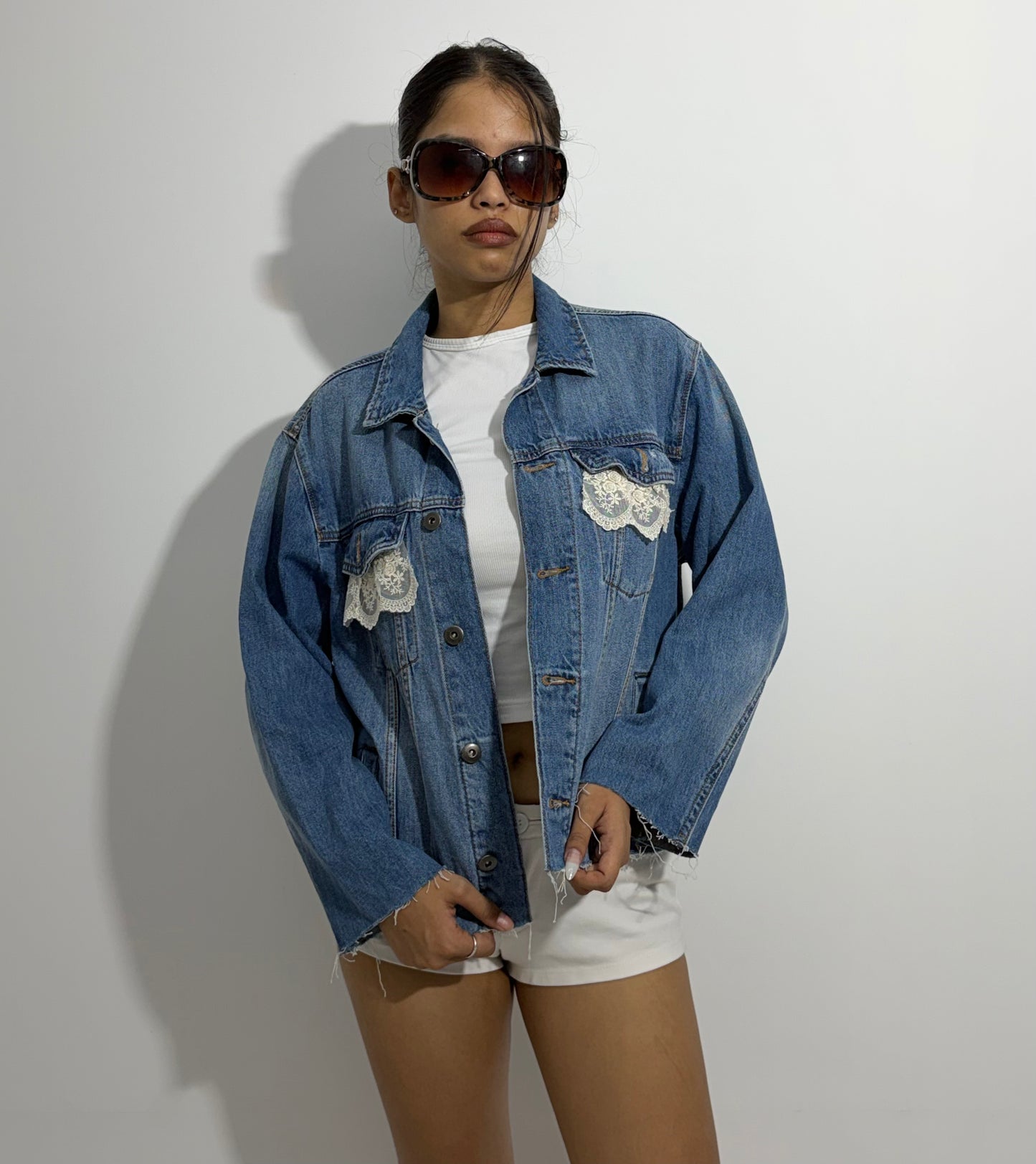 Women's Jacket lace classic blue denim
