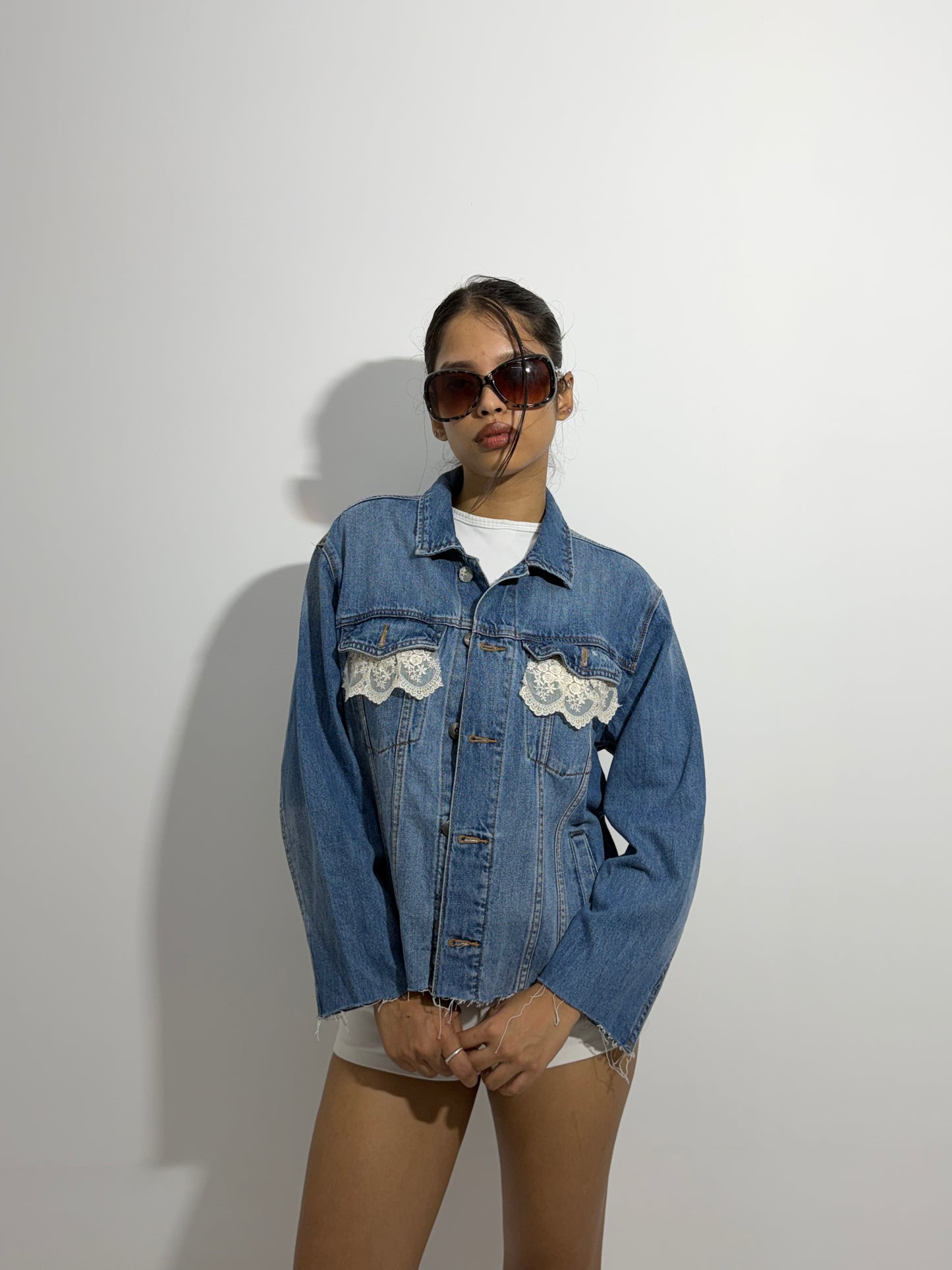 Women's Jacket lace classic blue denim