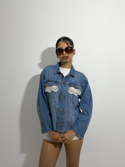 Women's Jacket lace classic blue denim