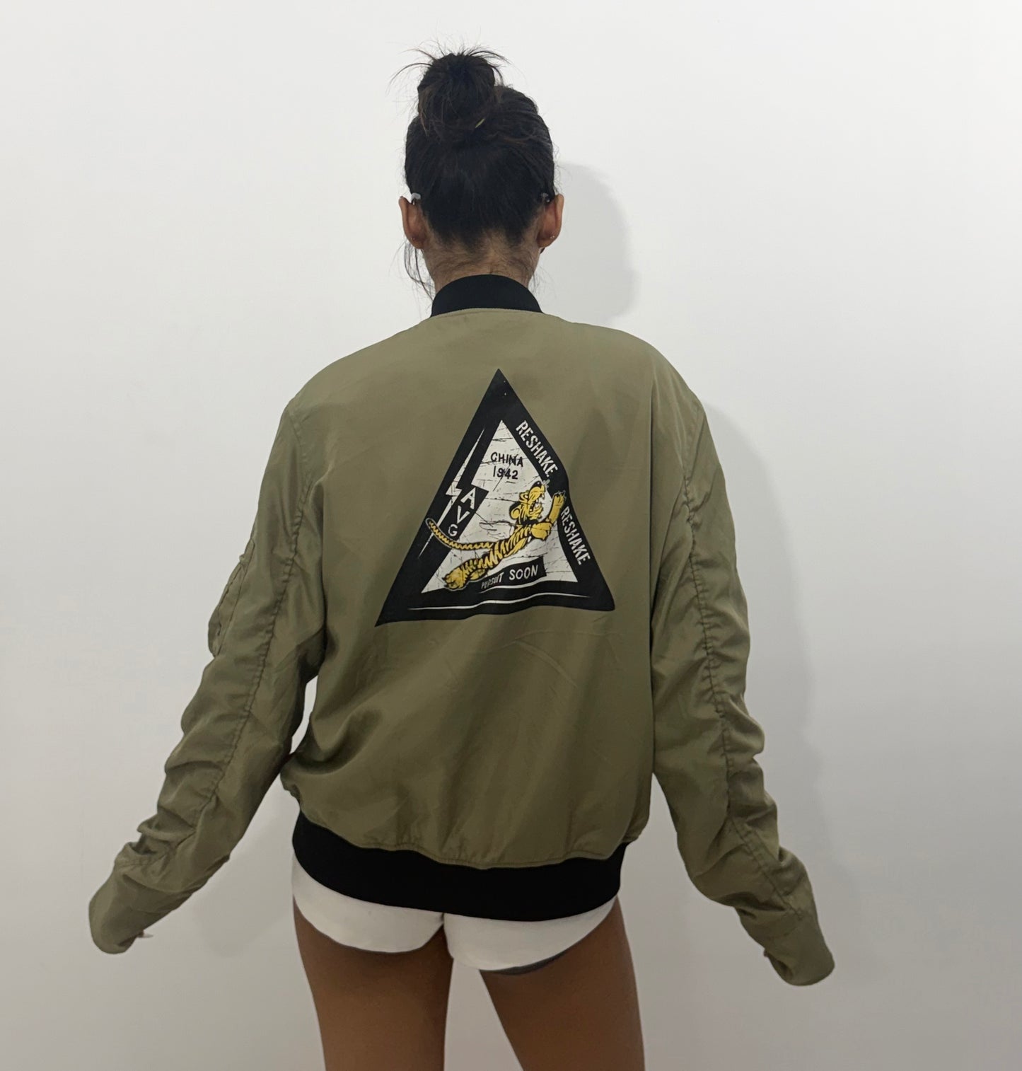Women's Jacket Olive Green Utility Bomber