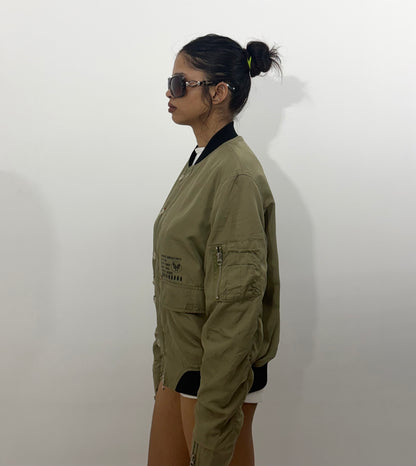 Women's Jacket Olive Green Utility Bomber