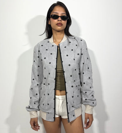 Women's Jacket Grey Polka Dot Bomber