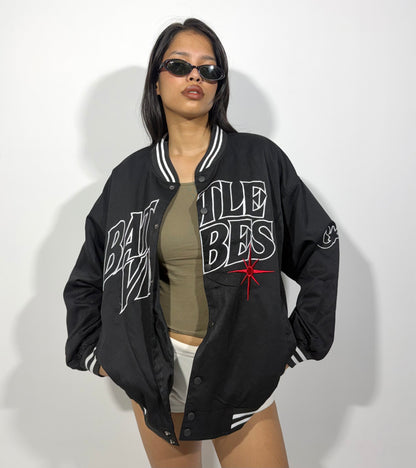 Women's Jacket Black Graphic Varsity