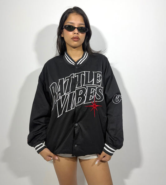 Women's Jacket Black Graphic Varsity
