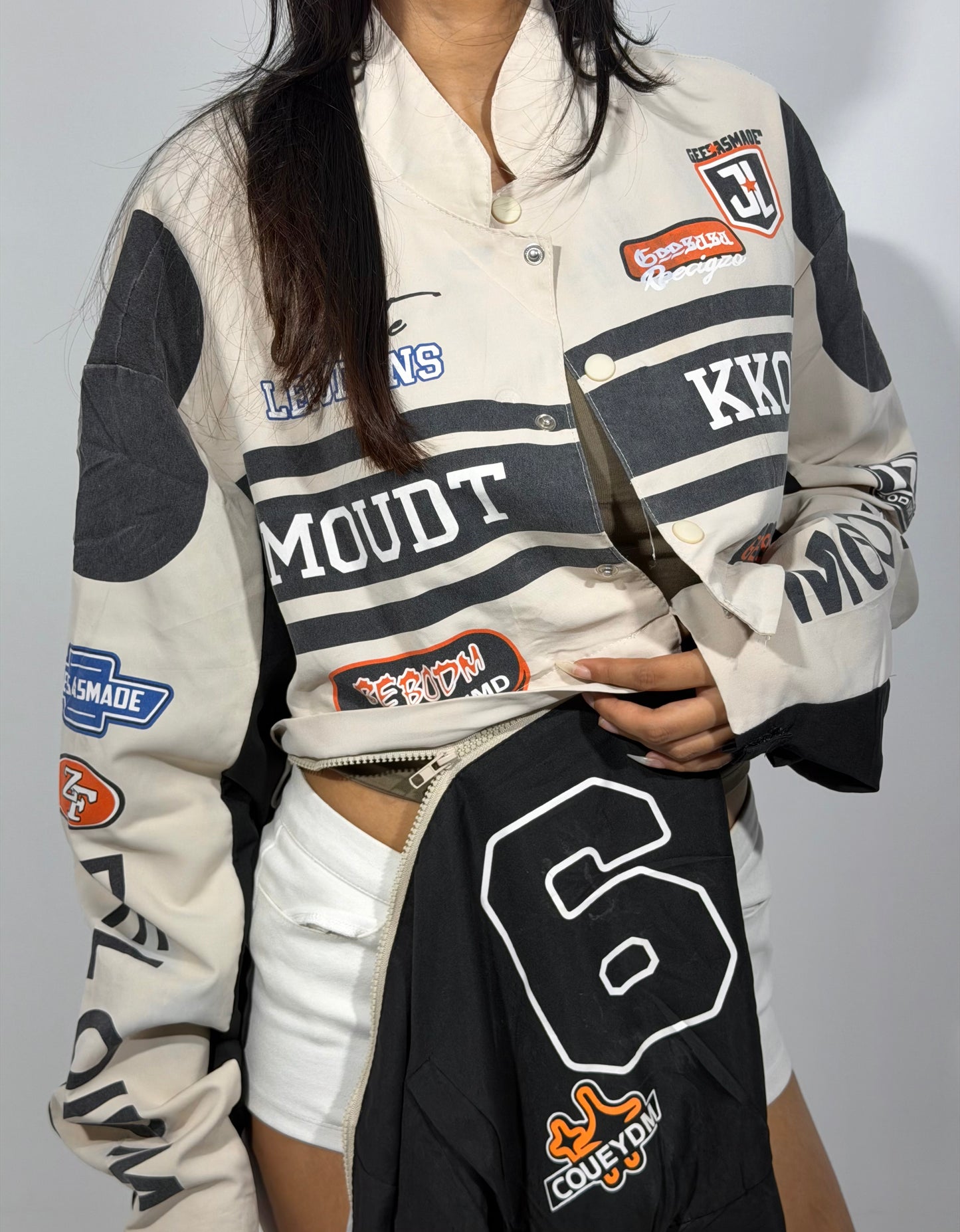Women's Jacket Racing Graphic Snap-Button