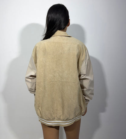 Women's Jacket Beige Corduroy Varsity