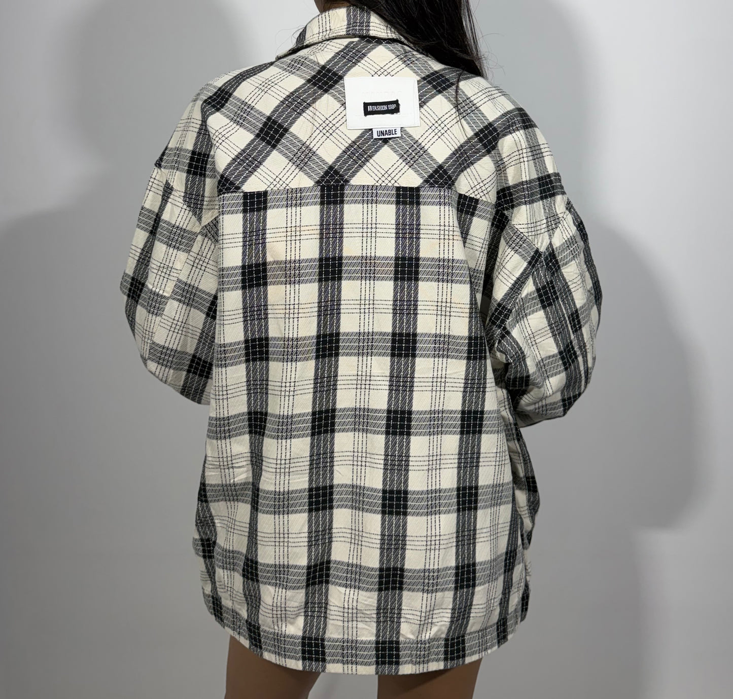 Women's Jacket Black & White Plaid Overshirt