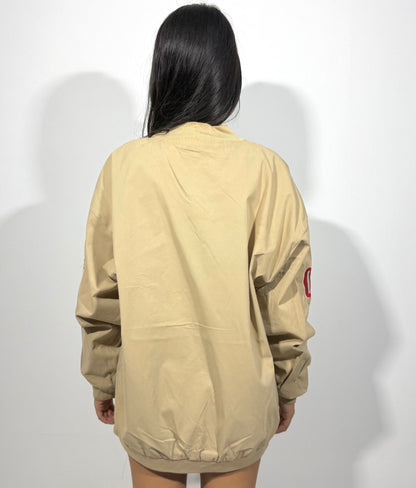 Unisex Beige Graphic Varsity Jacket