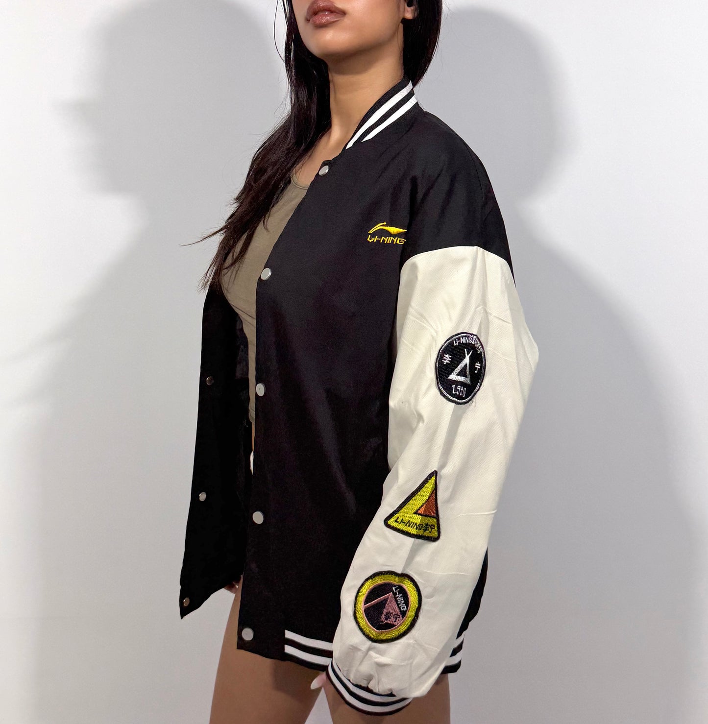 Women's Jacket Black &amp; White Varsity