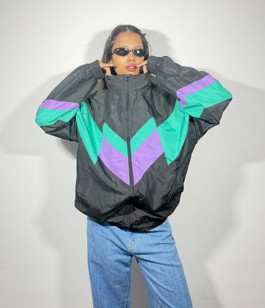 Women's Jacket Retro Solid Colorblock