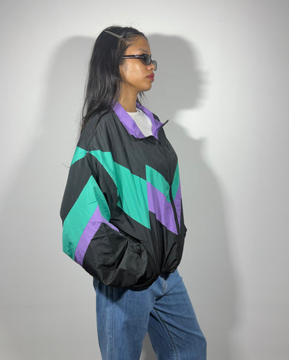Women's Jacket Retro Solid Colorblock