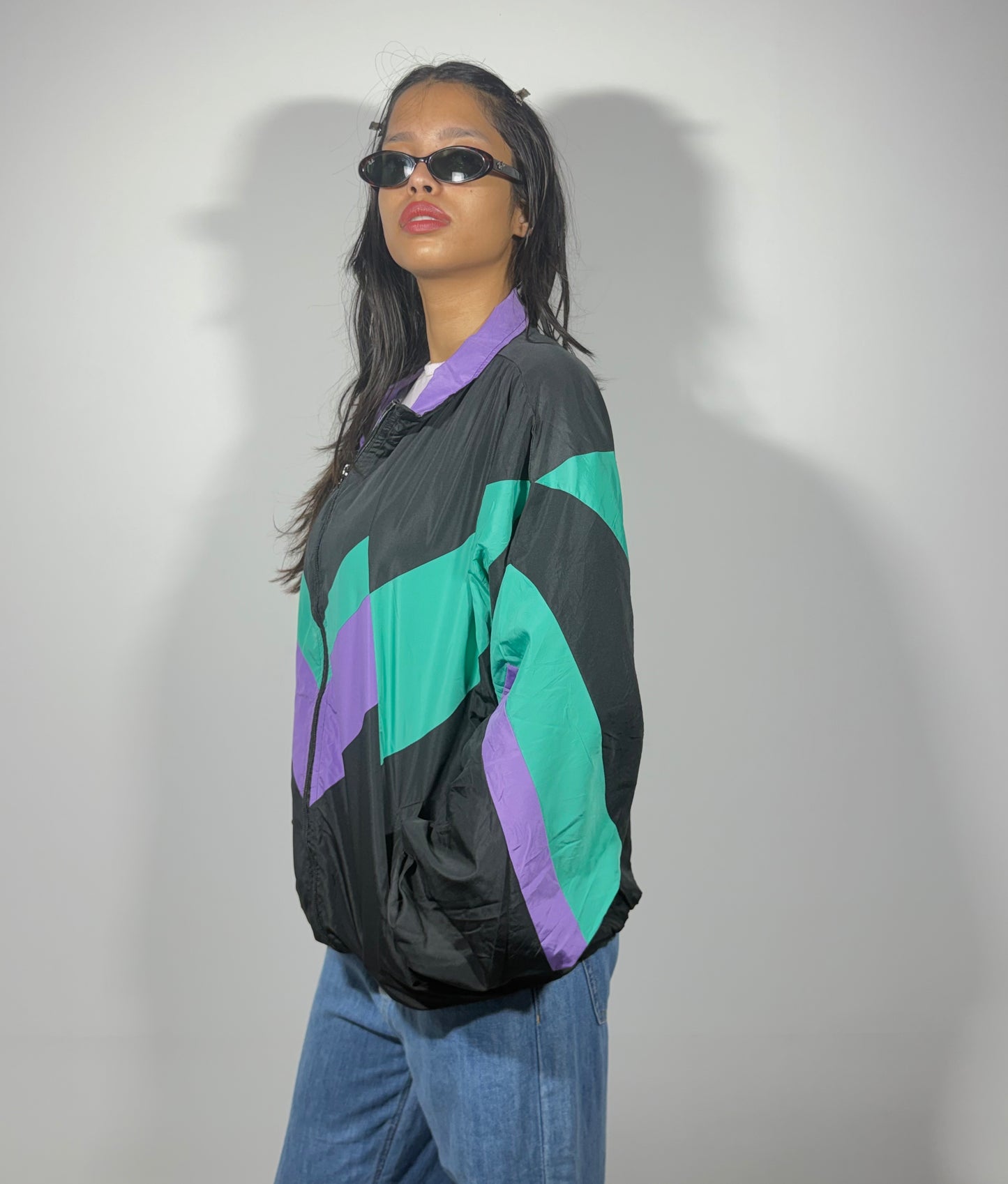 Women's Jacket Retro Solid Colorblock