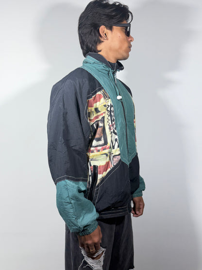 Vintage Graphic Colorblock Zip-Up Men's Jacket