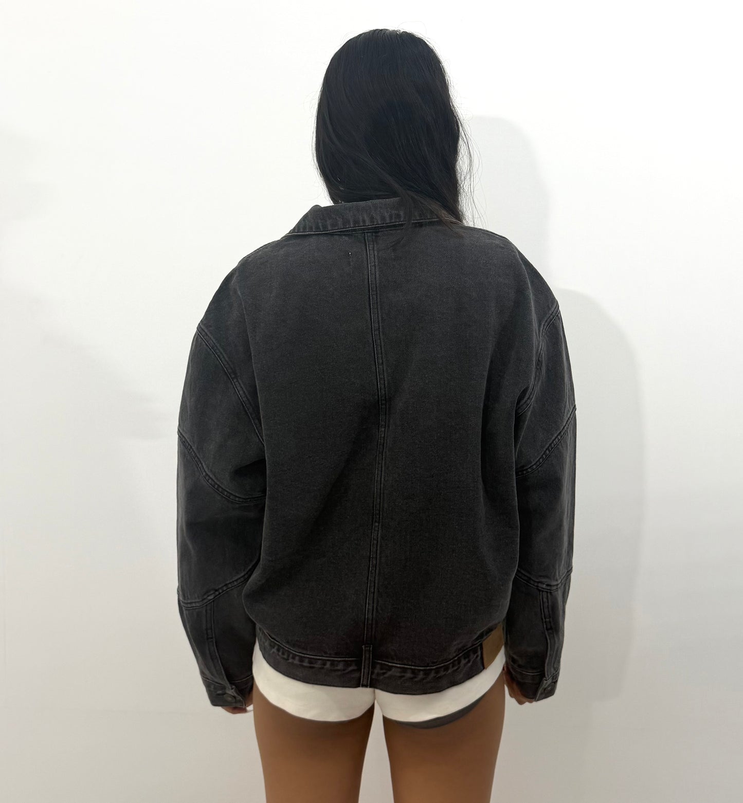 Women's Jacket Washed Charcoal Denim Zip