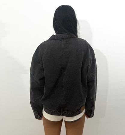 Women's Jacket Washed Charcoal Denim Zip