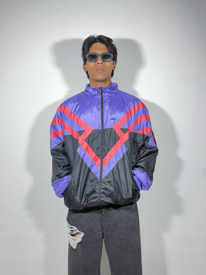 Vintage Chevron Colorblock Windbreaker Men's Jacket