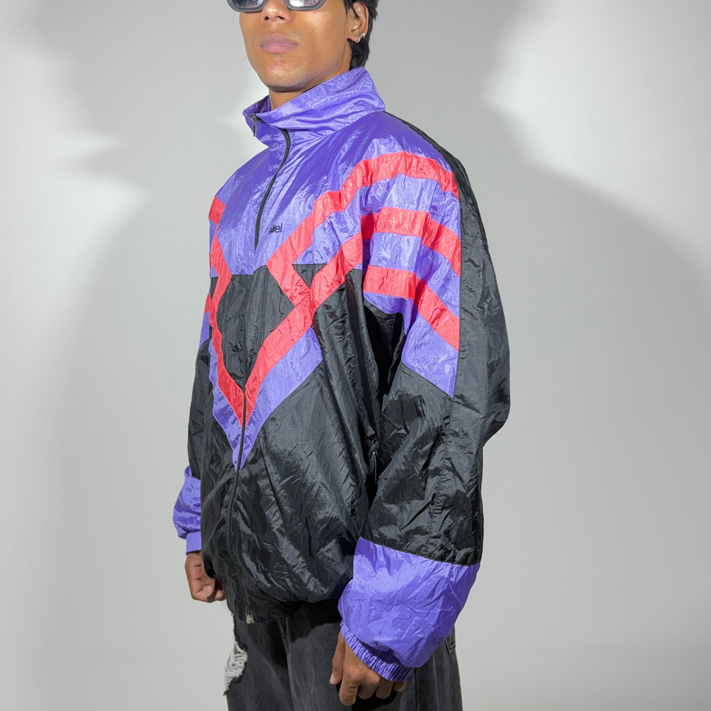 Vintage Chevron Colorblock Windbreaker Men's Jacket