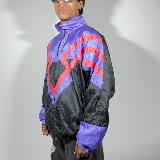Vintage Chevron Colorblock Windbreaker Men's Jacket