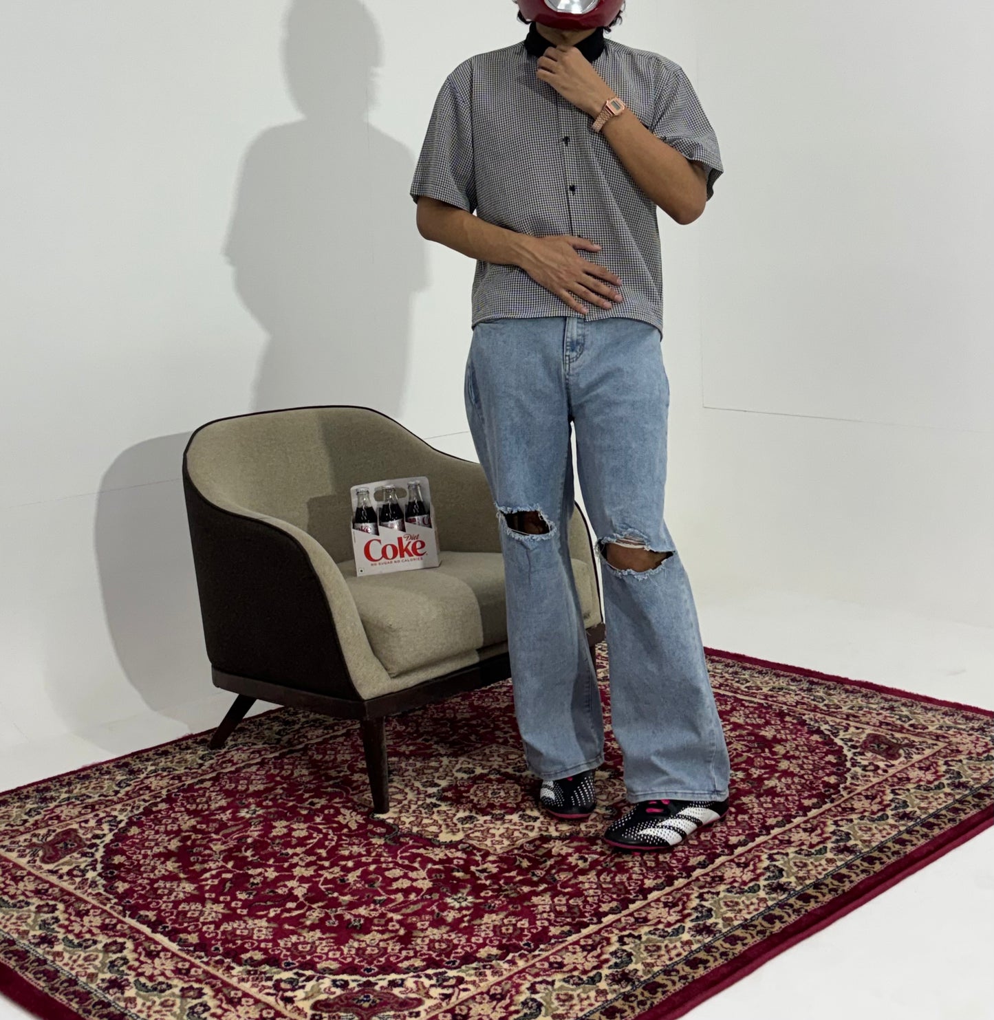 Men's Vintage Light Wash Wide-Leg Denim