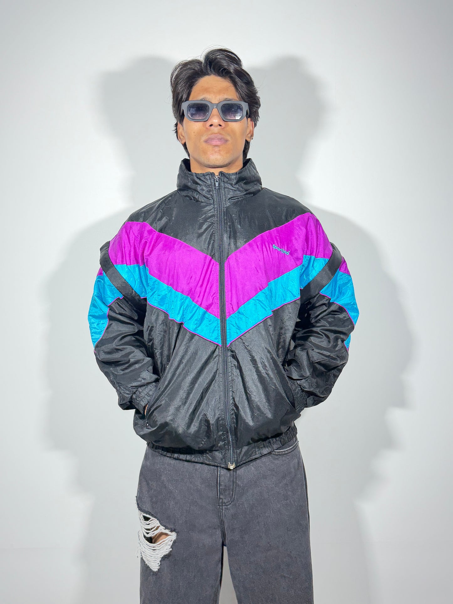 Men's Jacket Colour Block Wind Breaker Vintage