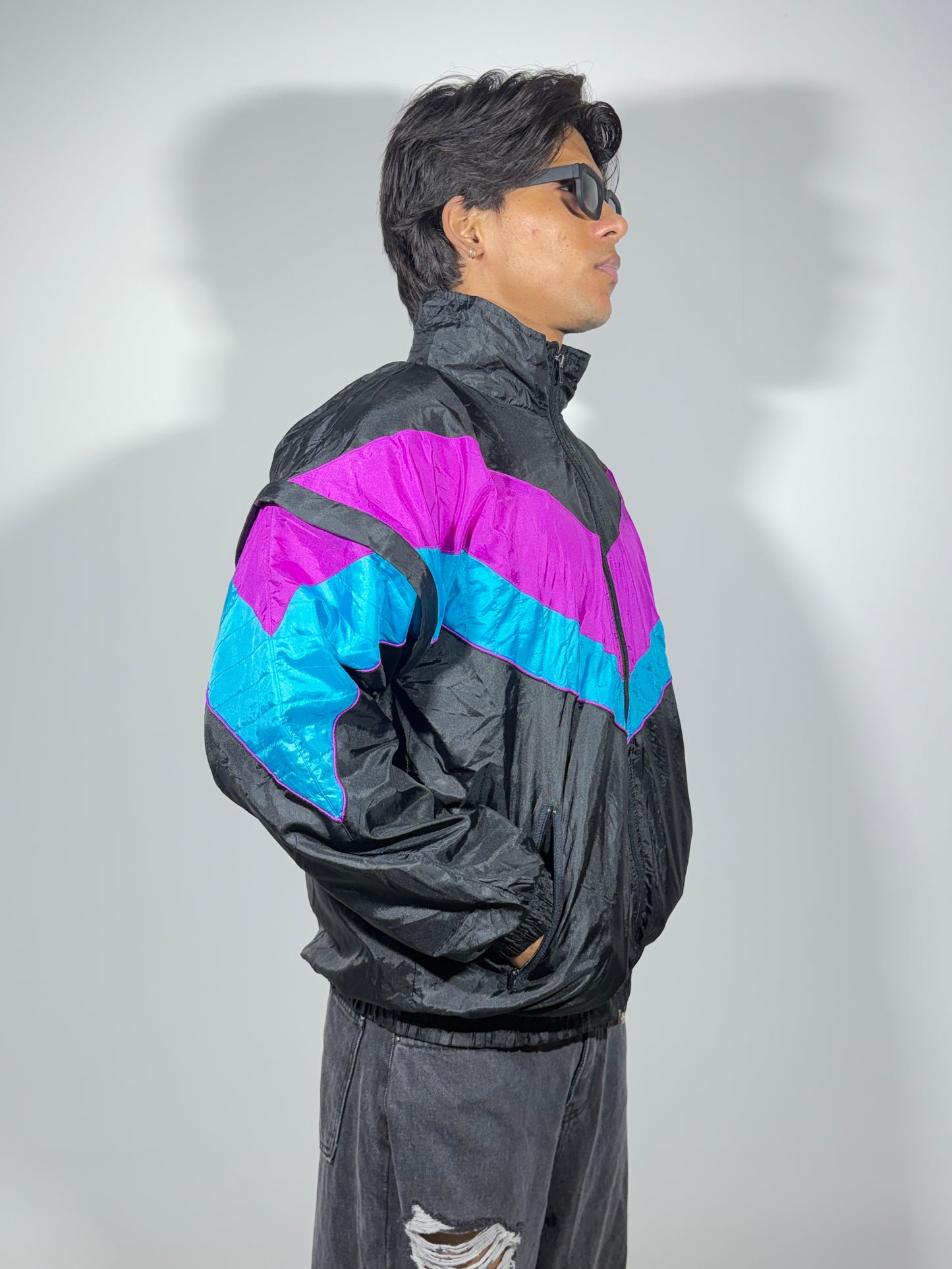 Men's Jacket Colour Block Wind Breaker Vintage