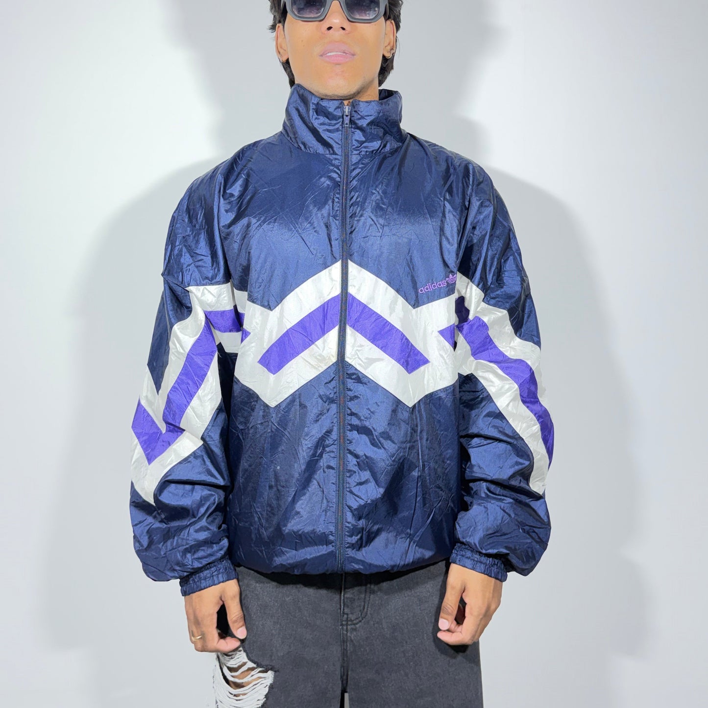 Retro Navy Panelled Windbreaker Men's Jacket