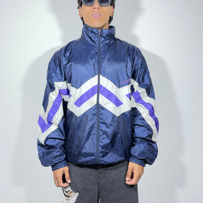 Retro Navy Panelled Windbreaker Men's Jacket