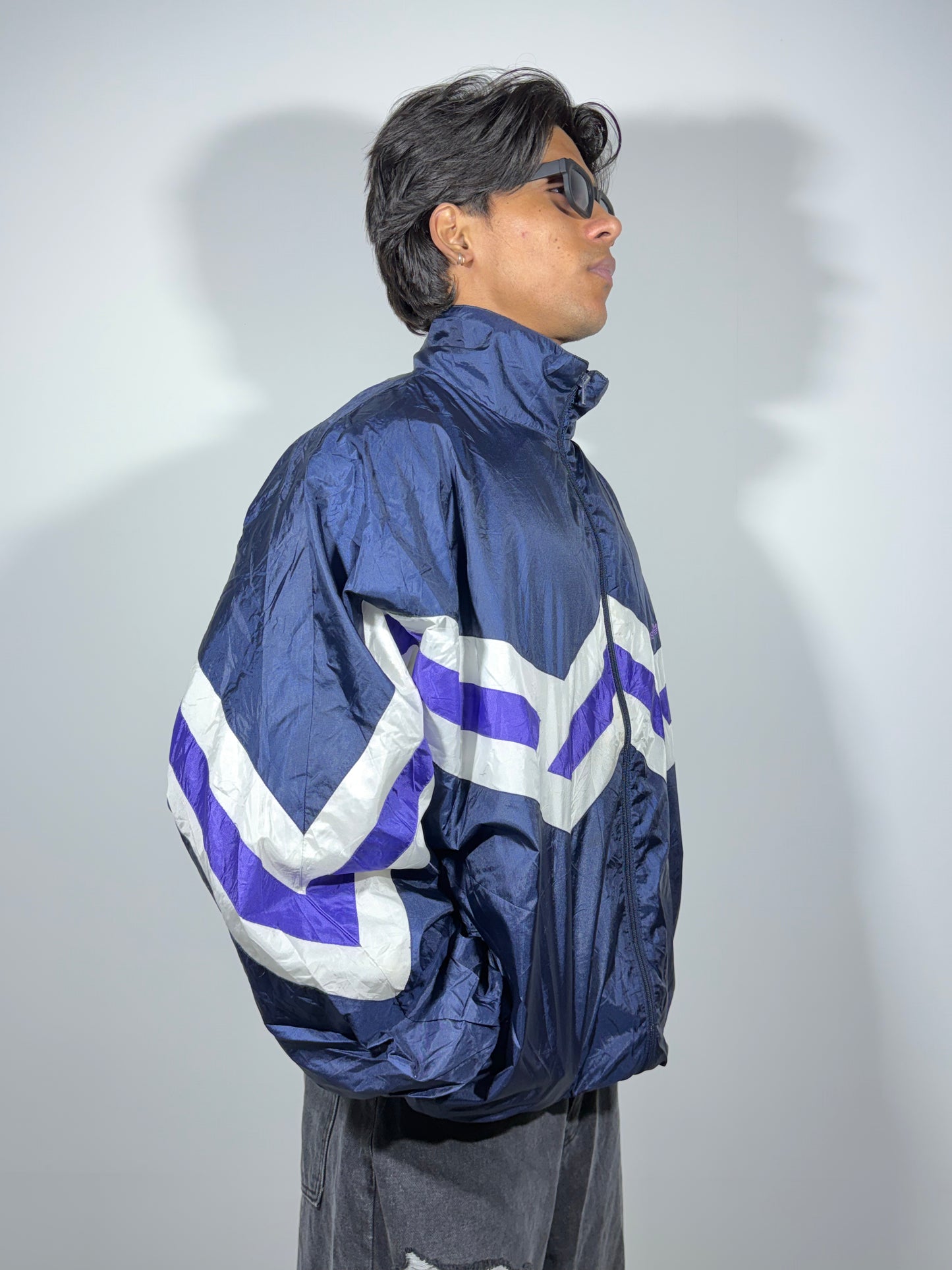 Retro Navy Panelled Windbreaker Men's Jacket