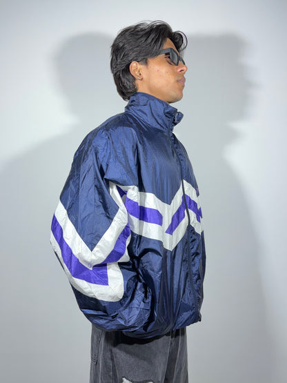 Retro Navy Panelled Windbreaker Men's Jacket