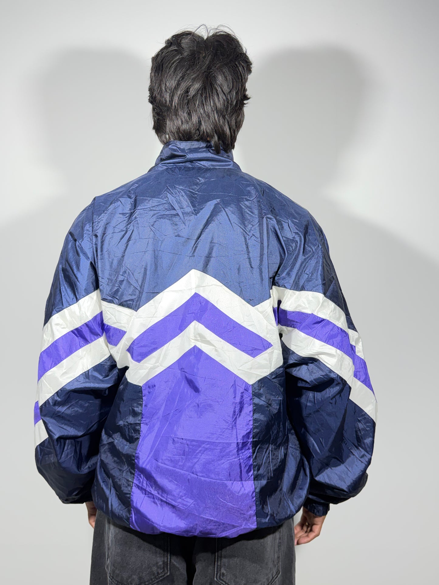 Retro Navy Panelled Windbreaker Men's Jacket