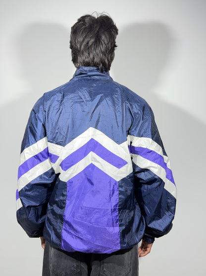 Retro Navy Panelled Windbreaker Men's Jacket