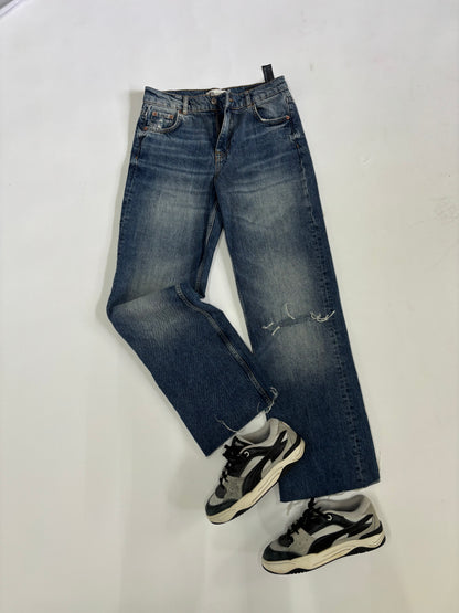 Men's Vintage Ombre Fade Wide-Leg Denim