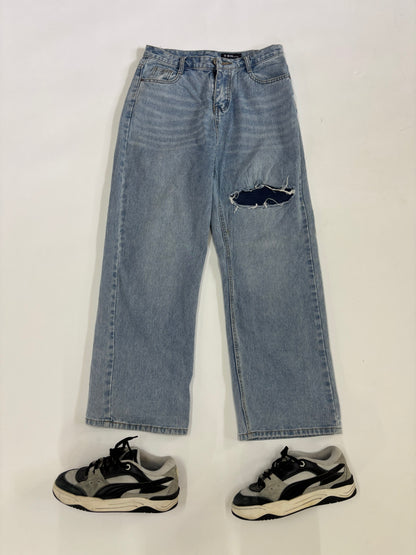 Men's Vintage Light Wash Wide-Leg Denim