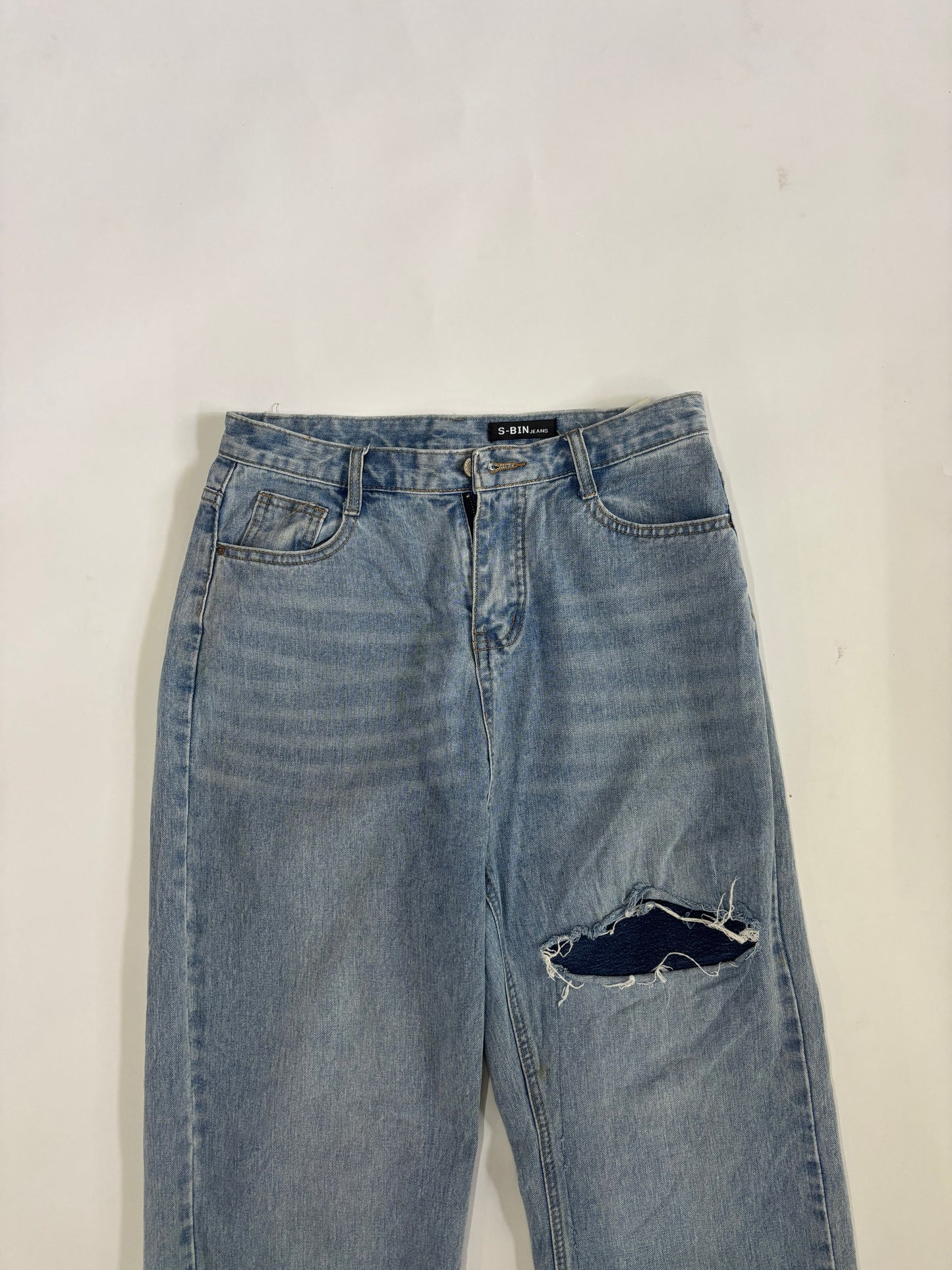 Men's Vintage Light Wash Wide-Leg Denim