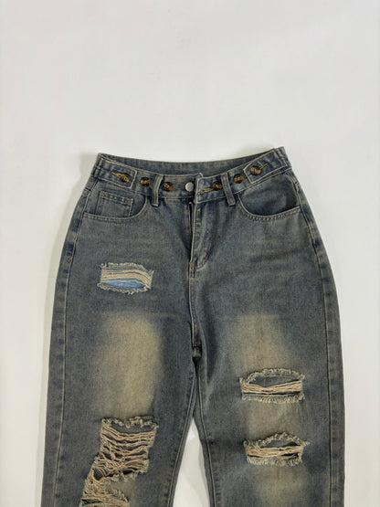 Men's Vintage Heavy Distressed Straight-Leg Denim