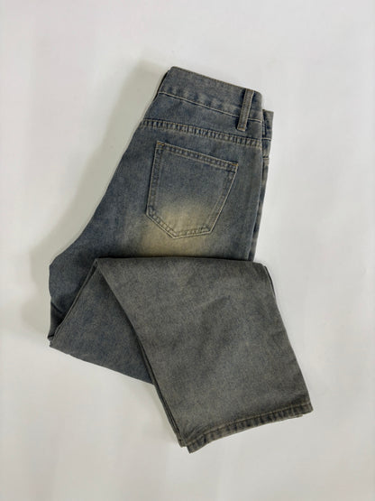 Men's Vintage Heavy Distressed Straight-Leg Denim