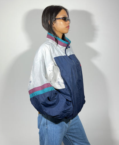 Women's Jacket Retro Navy Color block