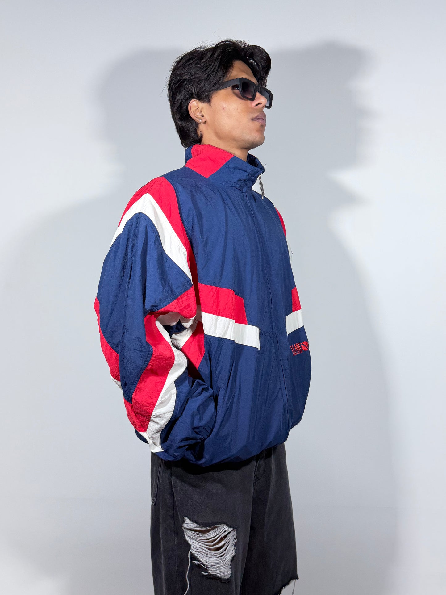 Men's Jacket Vintage Color Block Navy Blue