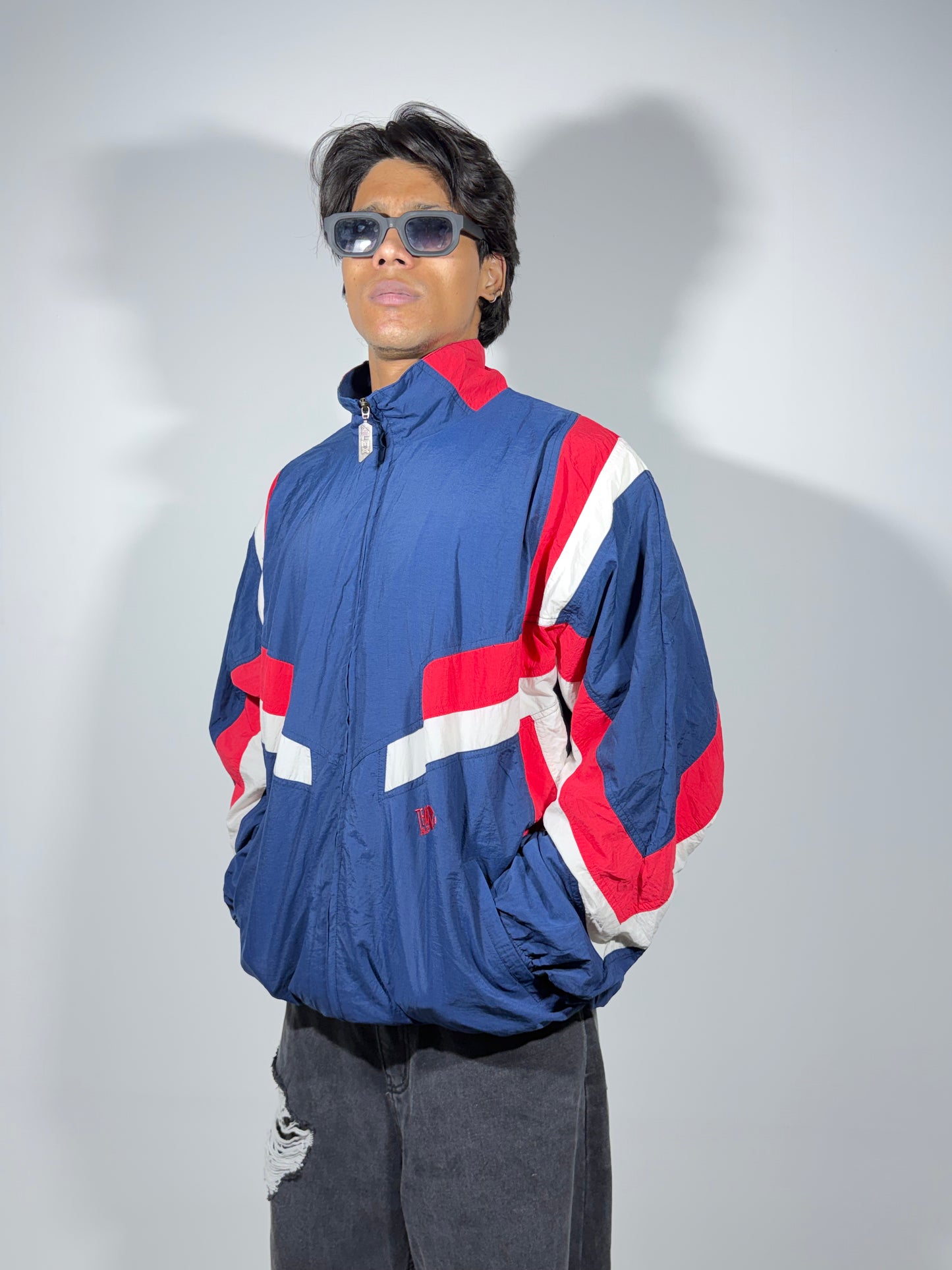 Men's Jacket Vintage Color Block Navy Blue