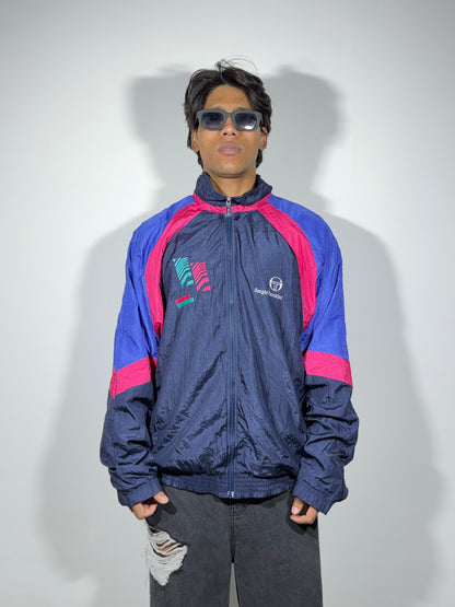 Retro blue and Pink Sports Men's Jacket