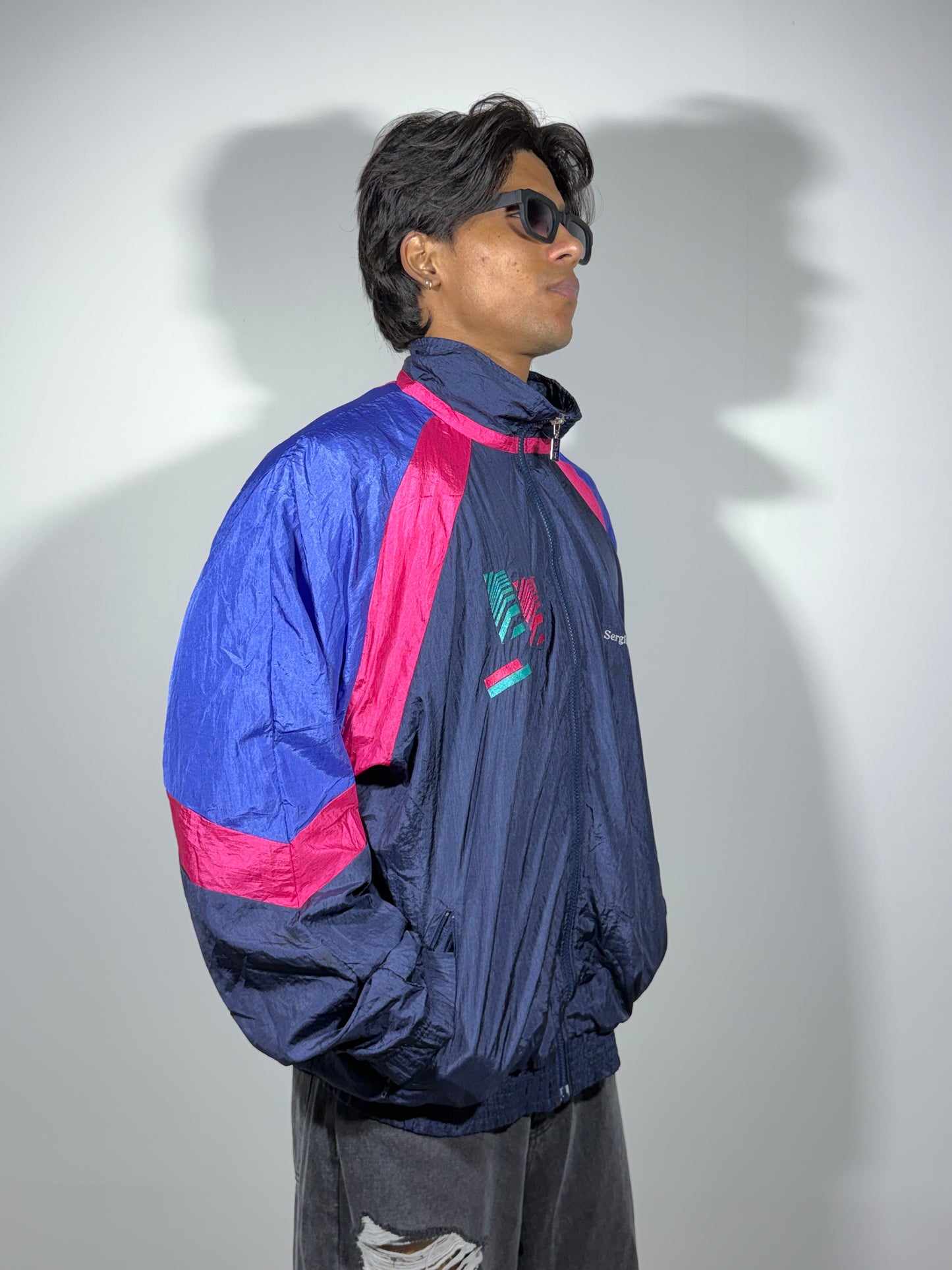 Retro blue and Pink Sports Men's Jacket