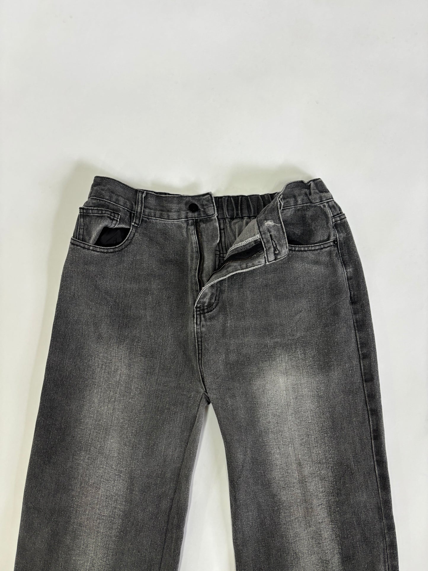 Men's Faded Charcoal Wide-Leg Denim