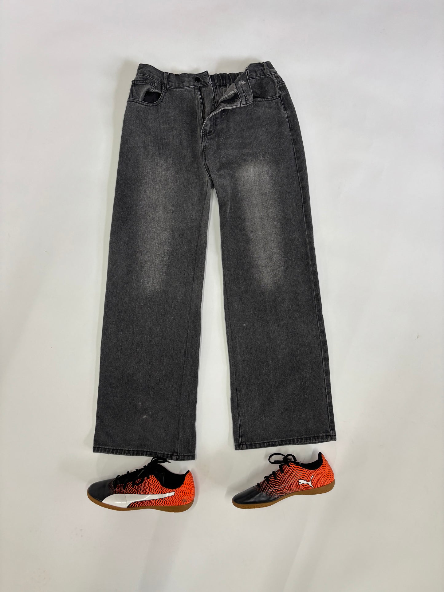 Men's Faded Charcoal Wide-Leg Denim