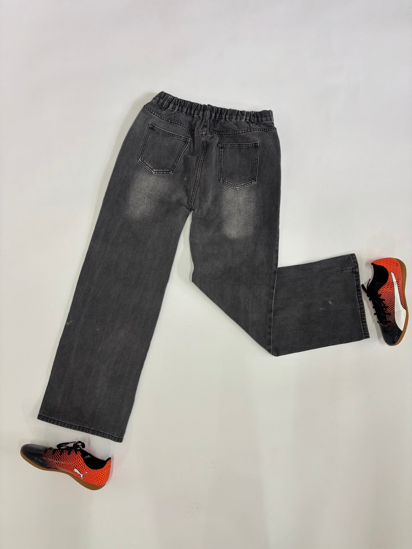 Men's Faded Charcoal Wide-Leg Denim